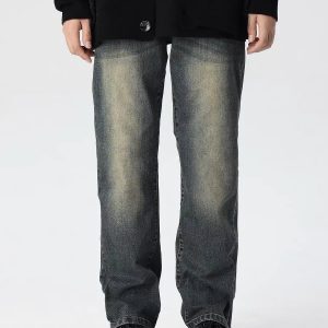 Vintage Washed Loose Straight Casual Men's Long Pants - American 90s Style Pilot Vibe Trousers