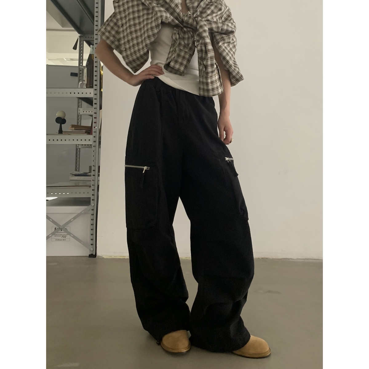 Vintage Washed Loose Straight Work Pants for Men and Women, Oversized Casual Long Pants with Pockets, Trendy American Style