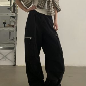 Vintage Washed Loose Straight Work Pants for Men and Women, Oversized Casual Long Pants with Pockets, Trendy American Style