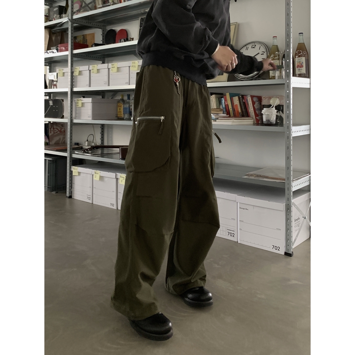 Vintage Washed Loose Straight Work Pants for Men and Women, Oversized Casual Long Pants with Pockets, Trendy American Style