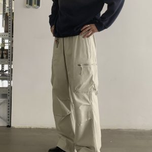 Vintage Washed Loose Straight Work Pants for Men and Women, Oversized Casual Long Pants with Pockets, Trendy American Style