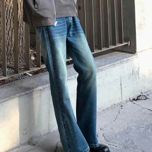 Vintage Washed Micro-Flare Jeans for Men and Women - Slim Fit, Flattering High VIBE Style, Versatile 90s Inspired Fashion