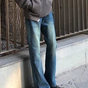 Vintage Washed Micro-Flare Jeans for Men and Women - Slim Fit, Flattering High VIBE Style, Versatile 90s Inspired Fashion