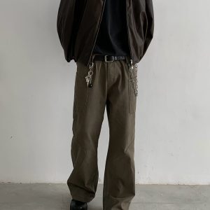 Vintage Washed Unisex Long Pants - Casual Straight-Leg Lumberjack Style, Clean Fit American Workwear, 90s Inspired Fashion