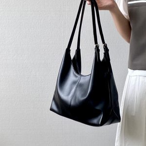 Vintage Women's Professional Commuter Tote Bag - Large Capacity Soft Leather Handheld Shoulder Bag for Everyday Use