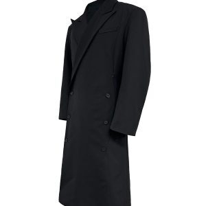 Waist-Defined Double-Breasted Overcoat with Shoulder Pads and Curved Sleeves - Chic Suit Fabric Dress Coat for Modern Style