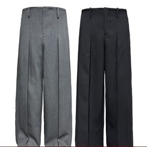 Waistless Rectangular Trousers with TR Fabric Design - Two-Tone Loose Fit Straight-Leg Suit Pants for Modern Style