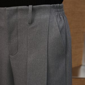 Waistless Rectangular Trousers with TR Fabric Design - Two-Tone Loose Fit Straight-Leg Suit Pants for Modern Style
