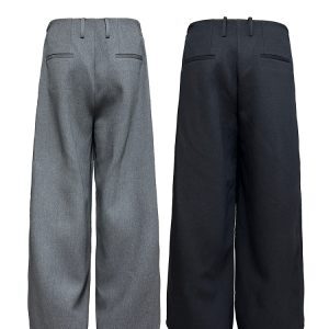 Waistless Rectangular Trousers with TR Fabric Design - Two-Tone Loose Fit Straight-Leg Suit Pants for Modern Style