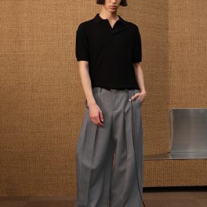 Waistless Rectangular Trousers with TR Fabric Design - Two-Tone Loose Fit Straight-Leg Suit Pants for Modern Style