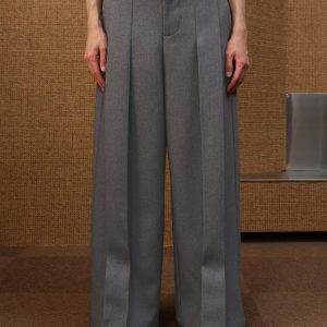 Waistless Rectangular Trousers with TR Fabric Design - Two-Tone Loose Fit Straight-Leg Suit Pants for Modern Style