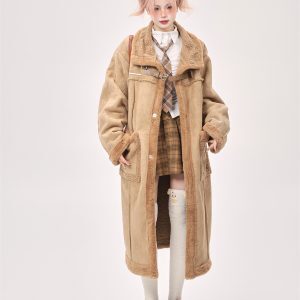 Warm White Fur-Lined Over-the-Knee Thick Coat - Plush Winter Korean Style Jacket for Women