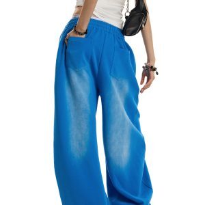 Water-Washed Retro Wide-Leg Sports Pants for Men and Women, Loose Draping Gradient Casual Street Dance Pants, Y2K Style