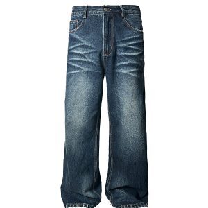 Water Wave Pattern Loose Straight Micro Flare Jeans - 90s Inspired Denim for Trendy Casual Style