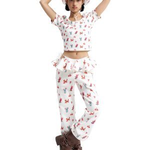 White Cherry Mouse Print U-Neck T-Shirt - Trendy Korean Style Tee, Cute Graphic Design, Perfect for Y2K Fashion Lovers