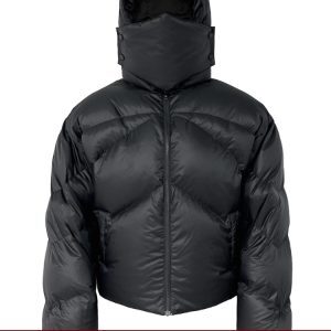 White Duck Down Knight Jacket with Detachable Mask - Stylish Winter Outerwear for Men