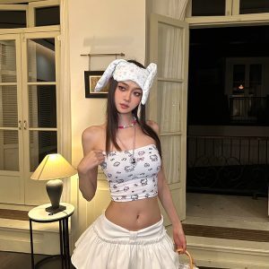 White Flower Bud Pleated Skirt - Simple Anti-Exposure Short Puff Skirt for Girls - Perfect for Hot Girl Summer & 90s Style