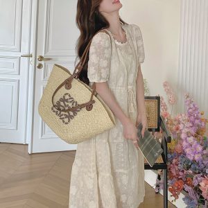 White Jacquard Sheer Dress for Women - Fairy-Like Loose Long Summer Dress for Beach Vacation 2025, Elegant and Romantic Style