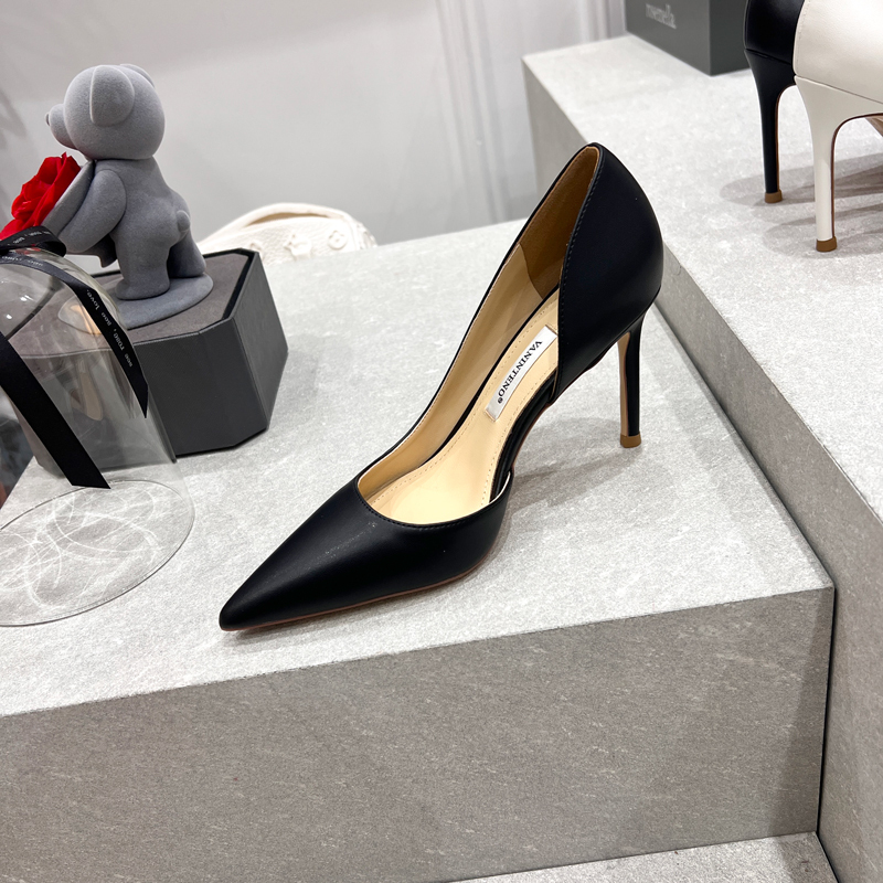 White Pointed Toe High Heel Shoes - Genuine Leather, Side Cut Design, Elegant Women's Footwear for Stylish Looks