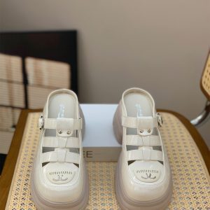 Women's 2025 Summer Baotou Roma Half Slippers - Thick-Soled Platform Flats, Slimming Hollow-Out Design for Petite Height