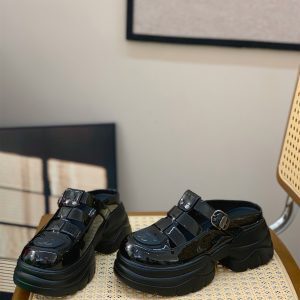 Women's 2025 Summer Baotou Roma Half Slippers - Thick-Soled Platform Flats, Slimming Hollow-Out Design for Petite Height