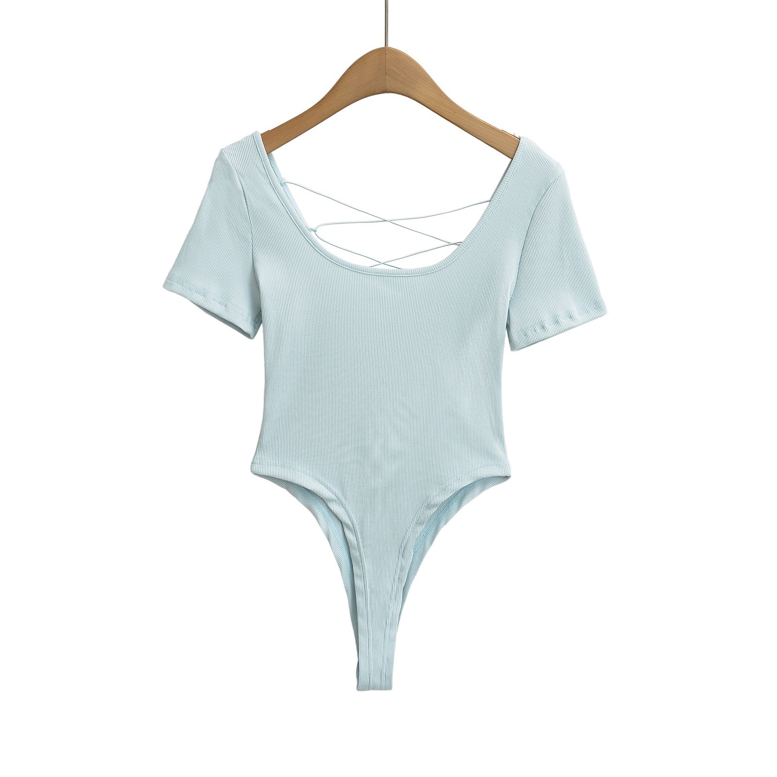 Women’s Backless Jumpsuit and Floral Cargo Straight Leg Pants Jazz Dance Set in Milk Blue - Trendy Y2K Style Outfit