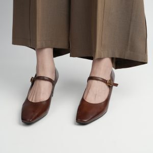 Women's Black Chunky Heel Round-Toe Work Shoes - Mid-Heel Leather Commuting Footwear for Office Style