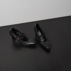 Women’s Black High Heel Shoes - Small Square Toe, Thin Heel, Comfortable Commuting Style, Elegant and Simple Design