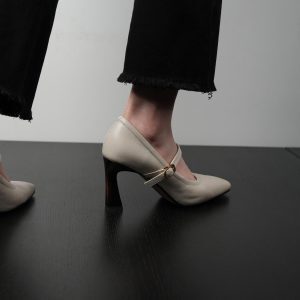Women’s Black High Heel Shoes - Small Square Toe, Thin Heel, Comfortable Commuting Style, Elegant and Simple Design