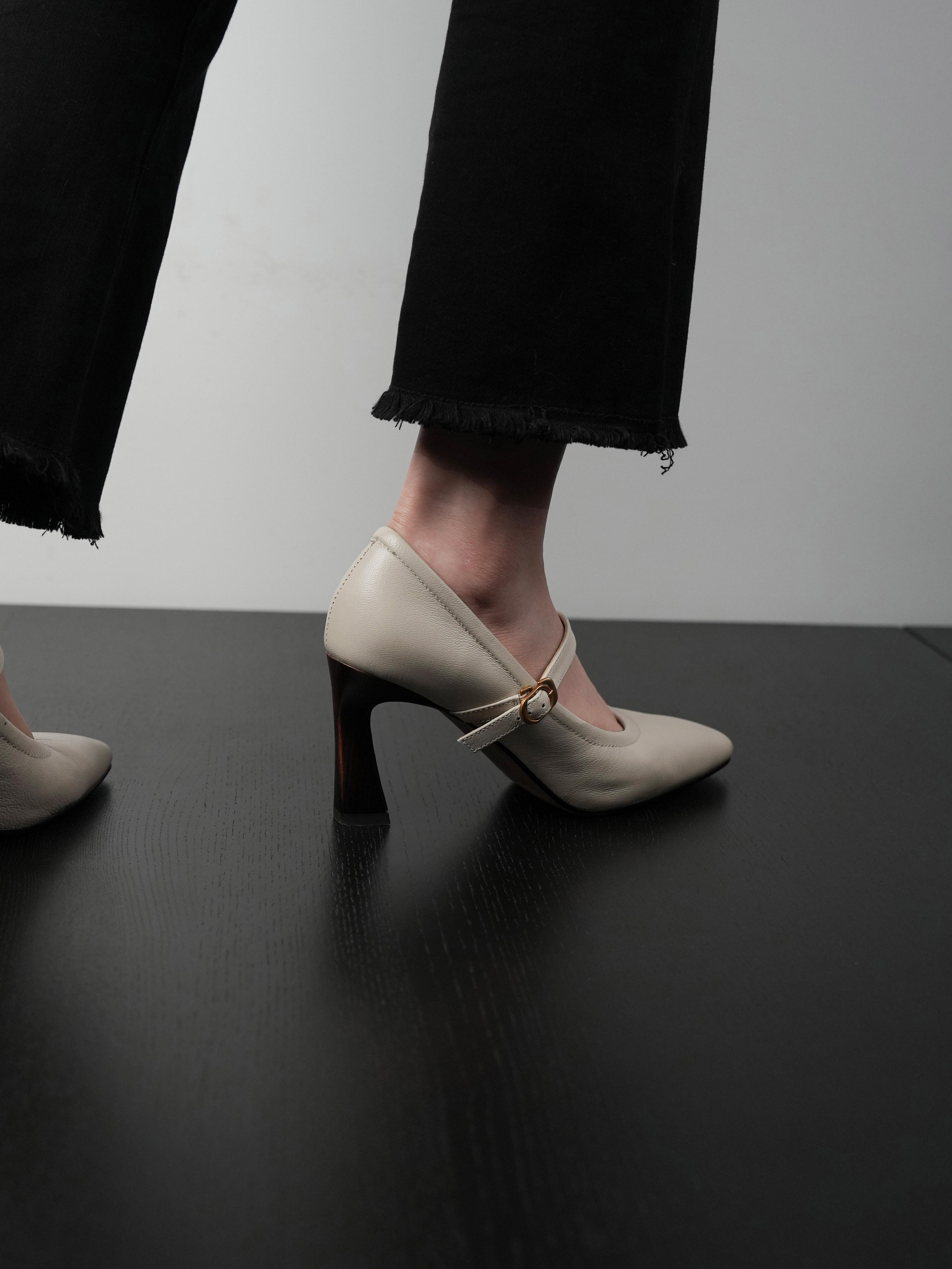 Women’s Black High Heel Shoes - Small Square Toe, Thin Heel, Comfortable Commuting Style, Elegant and Simple Design