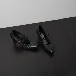 Women’s Black High Heel Shoes - Small Square Toe, Thin Heel, Comfortable Commuting Style, Elegant and Simple Design