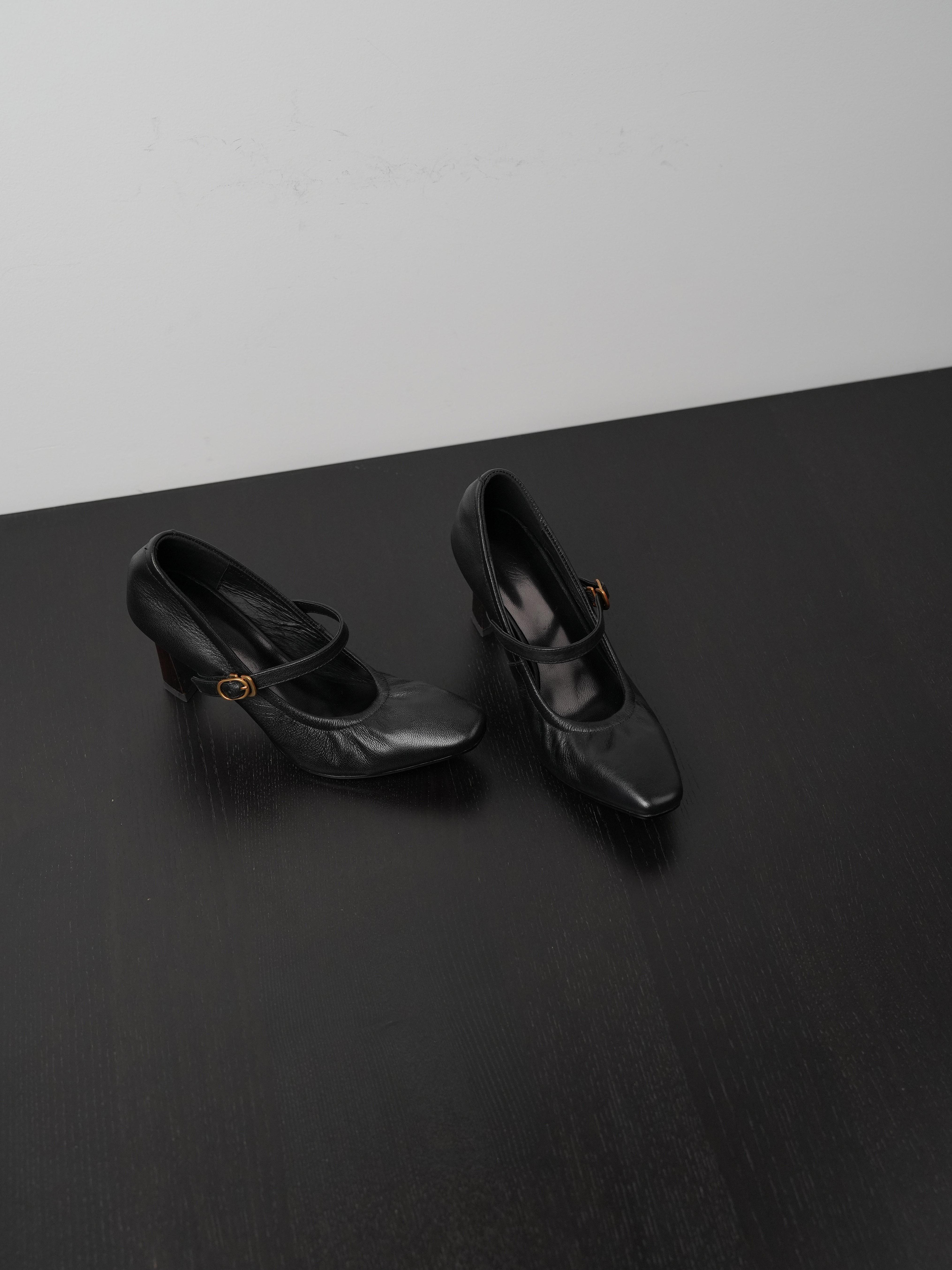 Women’s Black High Heel Shoes - Small Square Toe, Thin Heel, Comfortable Commuting Style, Elegant and Simple Design