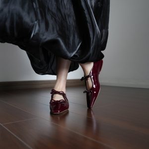 Women's Bow Tie Square Toe Flat Shoes - Elegant Fairy Style with Inner Height Increase - All Season Comfort