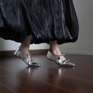 Women's Bow Tie Square Toe Flat Shoes - Elegant Fairy Style with Inner Height Increase - All Season Comfort