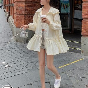 Women's Breathable Hooded Sun Protection Jacket - Stylish Mid-Length Windbreaker for Summer 2025, Skin-Friendly and Lightweight