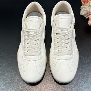 Women's Casual Lace-Up Flat Sneakers in Genuine Leather - 2025 Spring/Summer Cowhide Shoes, Trendy Harbor Style