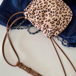 Women's Casual Minimalist Leopard Print Canvas Crossbody Bag - Versatile Small Bag for Spring and Summer 2025