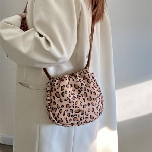 Women's Casual Minimalist Leopard Print Canvas Crossbody Bag - Versatile Small Bag for Spring and Summer 2025