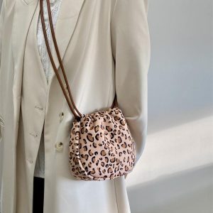 Women's Casual Minimalist Leopard Print Canvas Crossbody Bag - Versatile Small Bag for Spring and Summer 2025