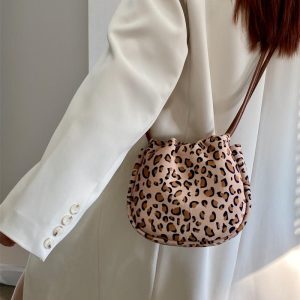 Women's Casual Minimalist Leopard Print Canvas Crossbody Bag - Versatile Small Bag for Spring and Summer 2025
