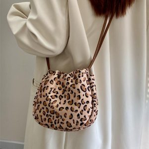 Women's Casual Minimalist Leopard Print Canvas Crossbody Bag - Versatile Small Bag for Spring and Summer 2025