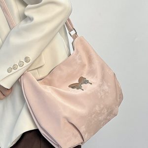 Women's Casual Pink Crossbody Shoulder Bag - Large Capacity for Commuting - Trendy Niche Design 2025