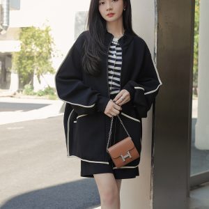 Women's Casual Zip-Up Baseball Jacket - Unique American Lazy Chic Style for Spring & Autumn 2025