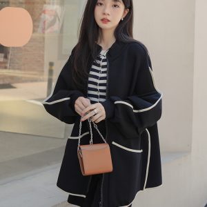 Women's Casual Zip-Up Baseball Jacket - Unique American Lazy Chic Style for Spring & Autumn 2025