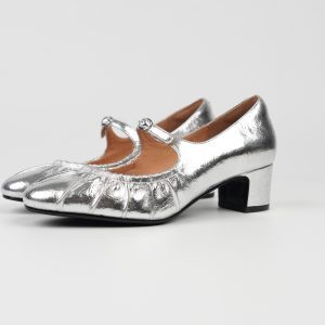 Women's Chunky Heel Mary Jane Shoes - Small Round Toe, Shallow Mouth, All-Season Flats in Gold and Silver for Spring Style