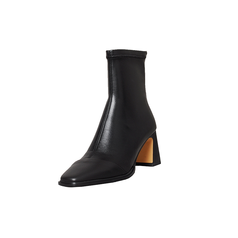 Women’s Chunky Heeled Square-Toed Black Ankle Boots - Versatile Autumn Winter Fashion for Trendy Looks