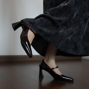 Women's Chunky High Heel Mary Jane Shoes - Minimalist Square Toe Shallow Mouth One-Strap Design, Elegant New Style