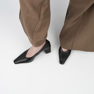 Women's Chunky High Heel Shoes - Elegant White Office Footwear, Shallow Mouth Design, Slimming Style for All Seasons