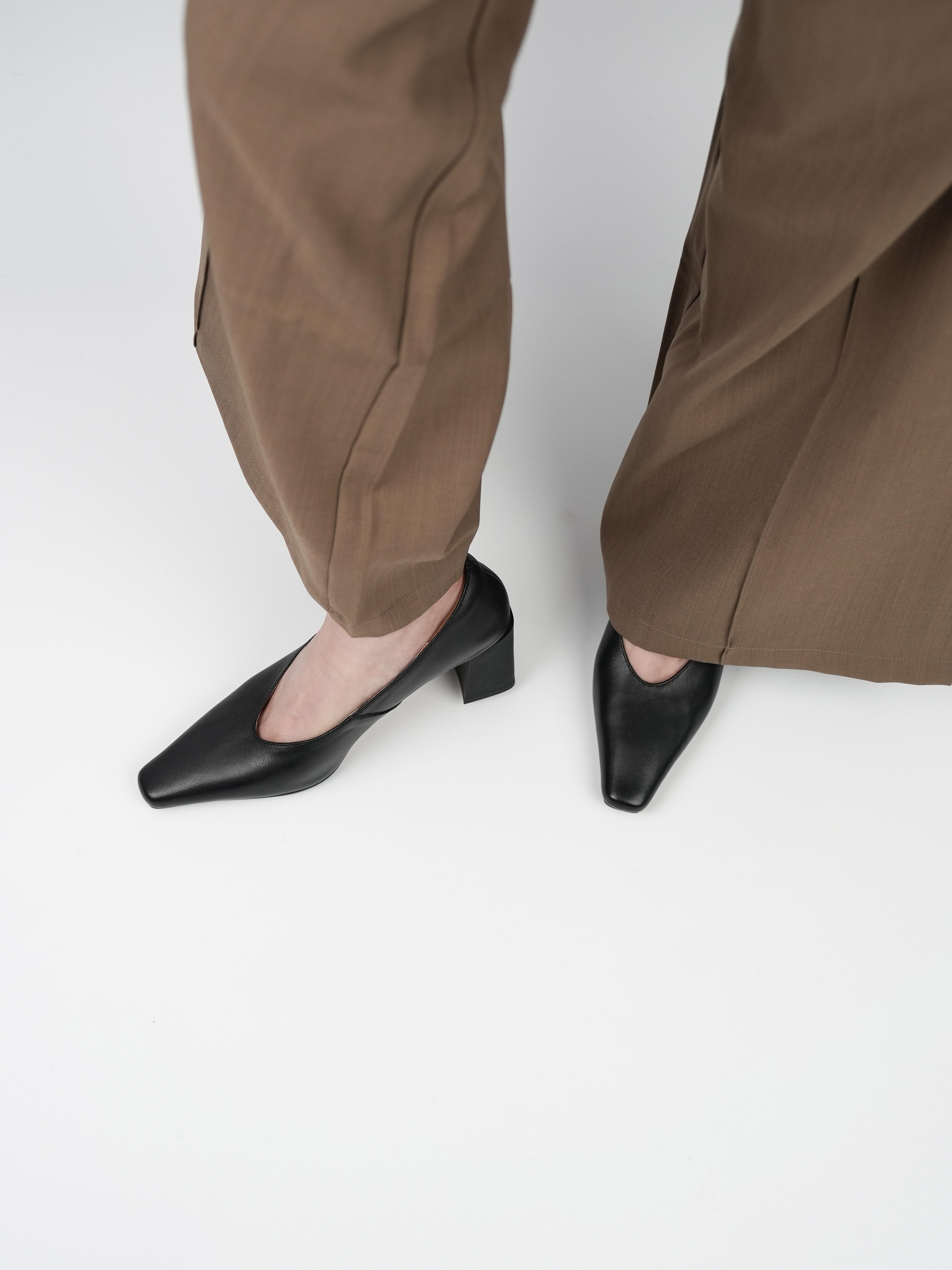 Women's Chunky High Heel Shoes - Elegant White Office Footwear, Shallow Mouth Design, Slimming Style for All Seasons