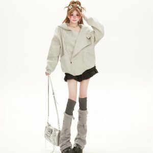 Women's College Style Double Zipper Sweatshirt Cardigan - Trendy Loose BF Hooded Jacket for Spring and Autumn 2025